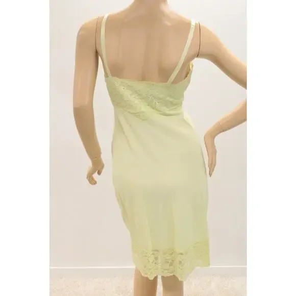 Vintage Gossard Artemis Full Slip size 34 Pretty Lace Trim Chartreuse Green nylo - Picture 3 of 11